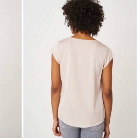 Repeat Silk Top with Breast Pocket Blouse in Light Ivory Cream Blush sz 42 / L - Picture 3 of 8